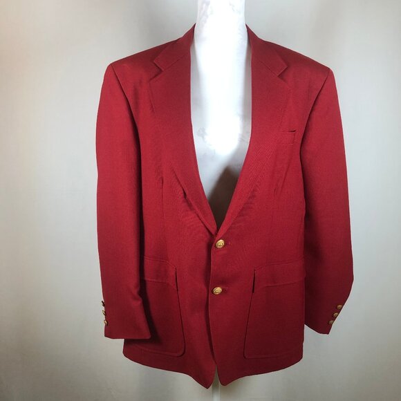 Vintage Edwards Red Blazer — Made in USA | Gold Crest Buttons | Heritage - Picture 5 of 14